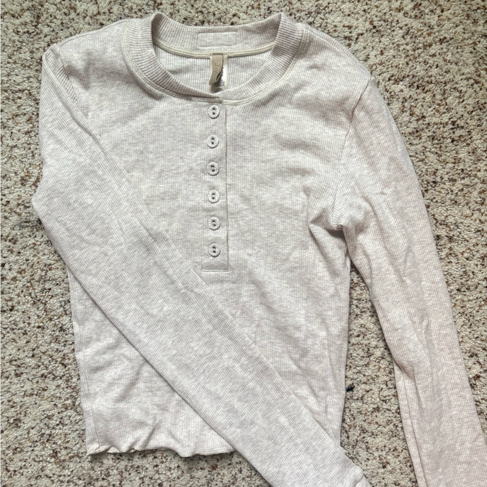 Cream Henley Pajama Set - Picture 3 of 8